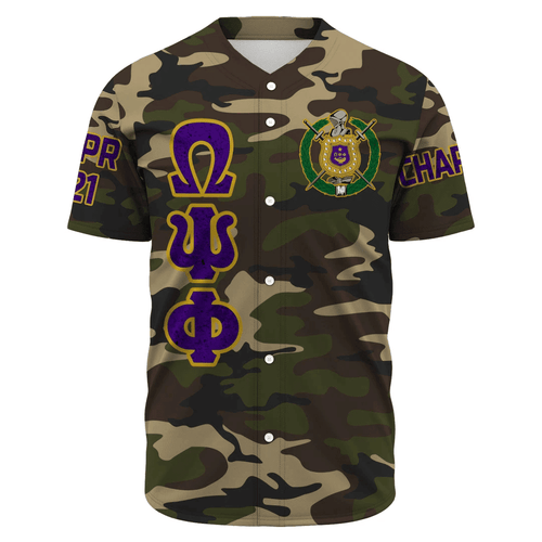 (Custom) Africazone Baseball Jersey - Omega Psi Phi Camouflage A31 | Africazone.store