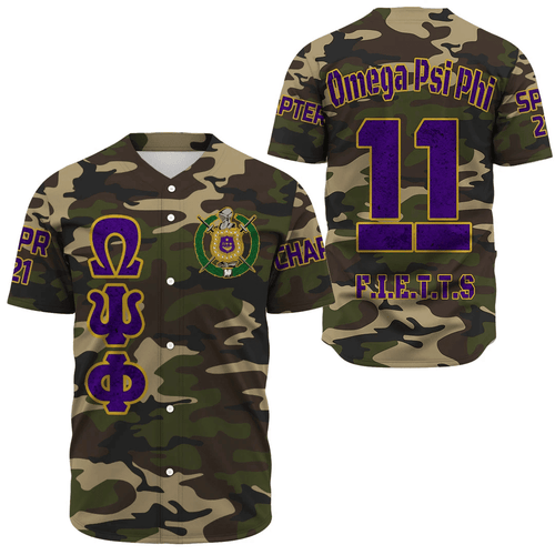 (Custom) Africazone Baseball Jersey - Omega Psi Phi Camouflage A31 | Africazone.store