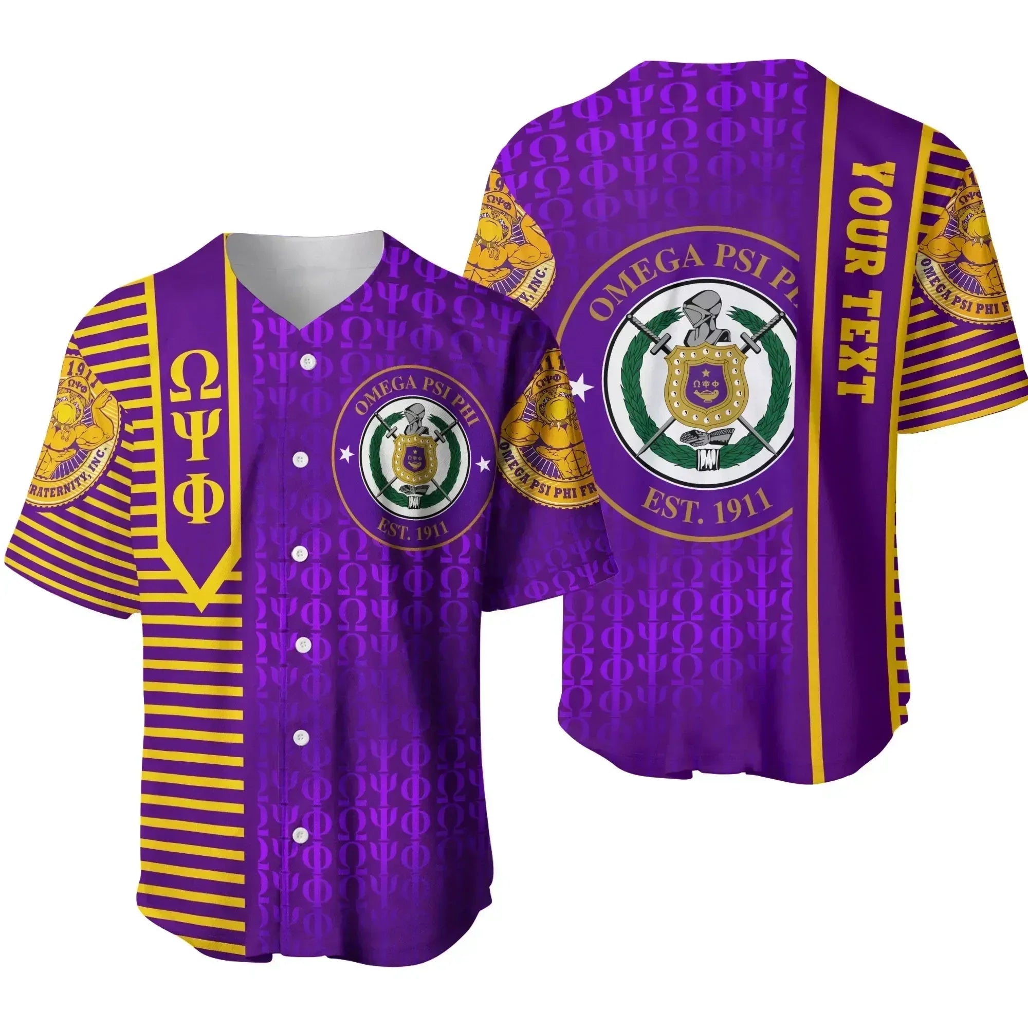 Africazone Baseball Jersey - Personalised Omega Psi Phi Simple Style J5 | Africazone.store