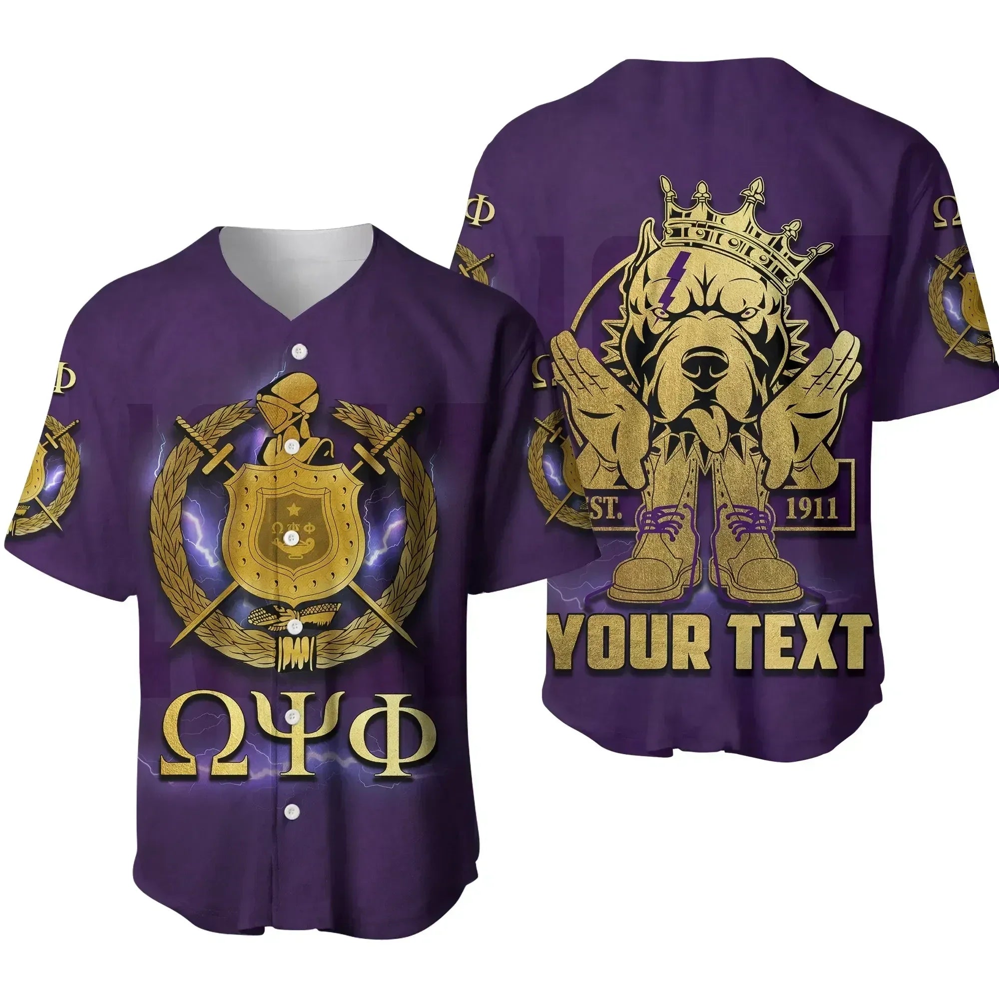 Africazone Baseball Jersey - Personalised Omega Psi Phi Bulldog Crown Psi Hand Sign Army Boots J5 | Africazone.store