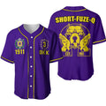 Africazone Baseball Jersey - Short-Fuze-Q Omega Psi Phi Bulldog Crown Psi Hand Sign J5 | Africazone.store