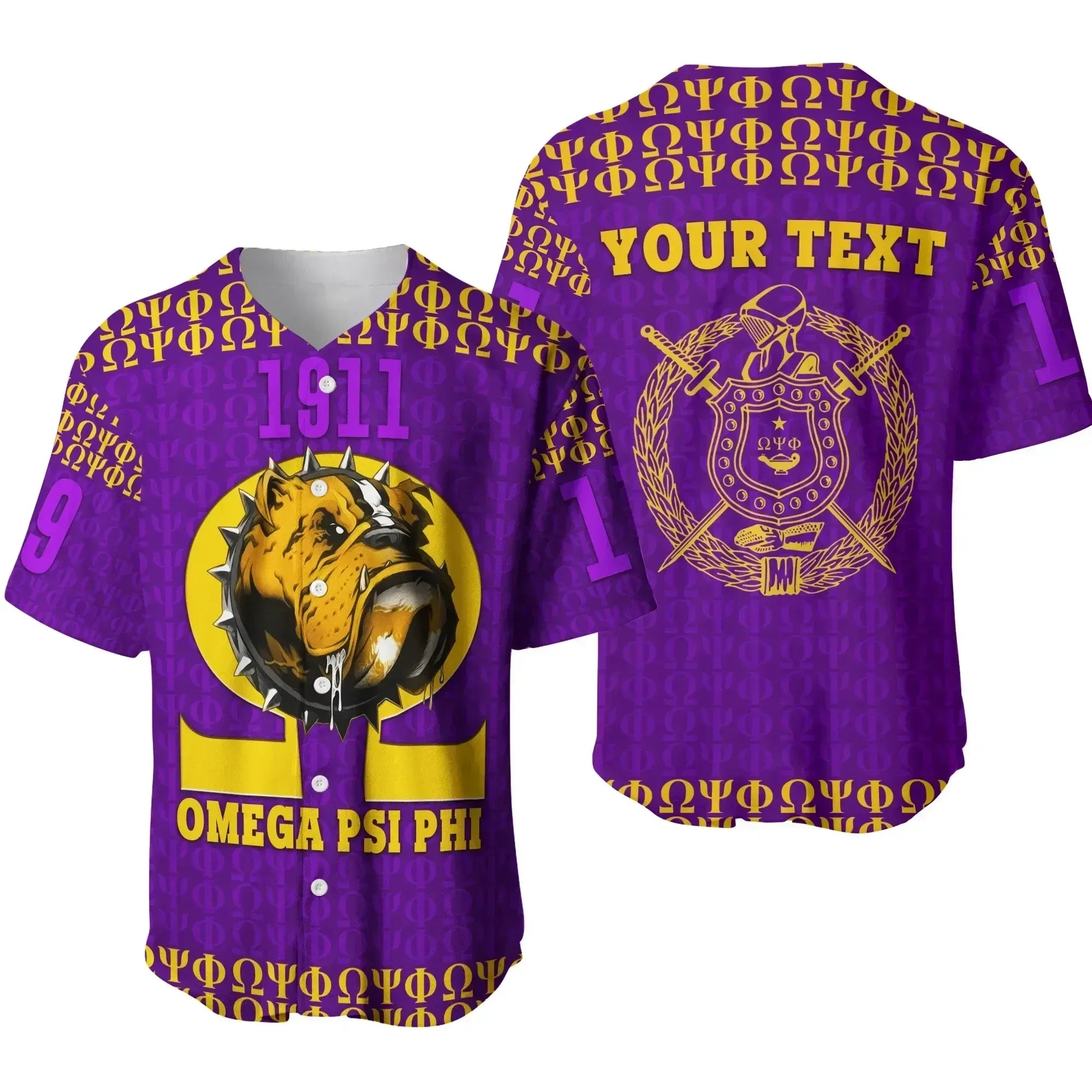 Africazone Baseball Jersey - Personalised Omega Psi Phi Bull Dogs Special J5 | Africazone.store