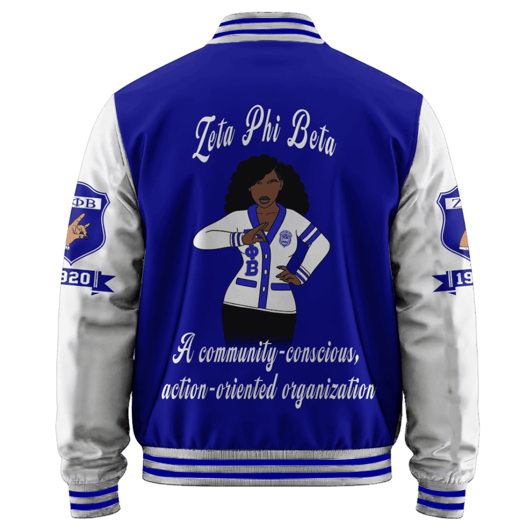 Africazone Jacket - Zeta Phi Beta Sorority Motto Baseball Jackets A31