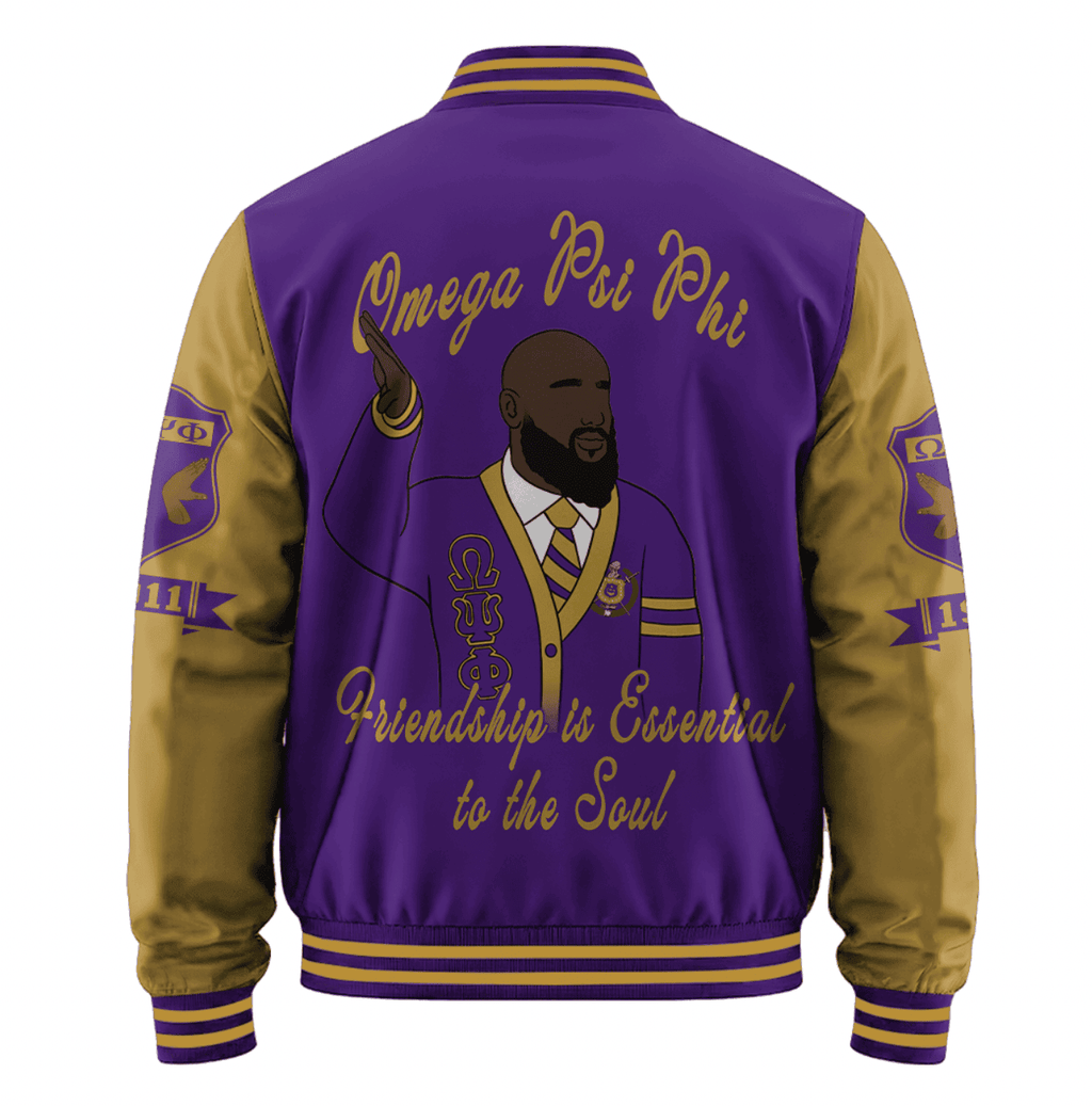Africazone Jacket - Omega Psi Phi Fraternity Motto Baseball Jackets A31