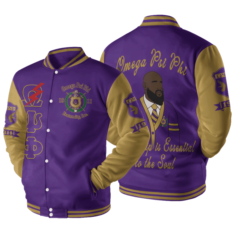 Africazone Jacket - Omega Psi Phi Fraternity Motto Baseball Jackets A31