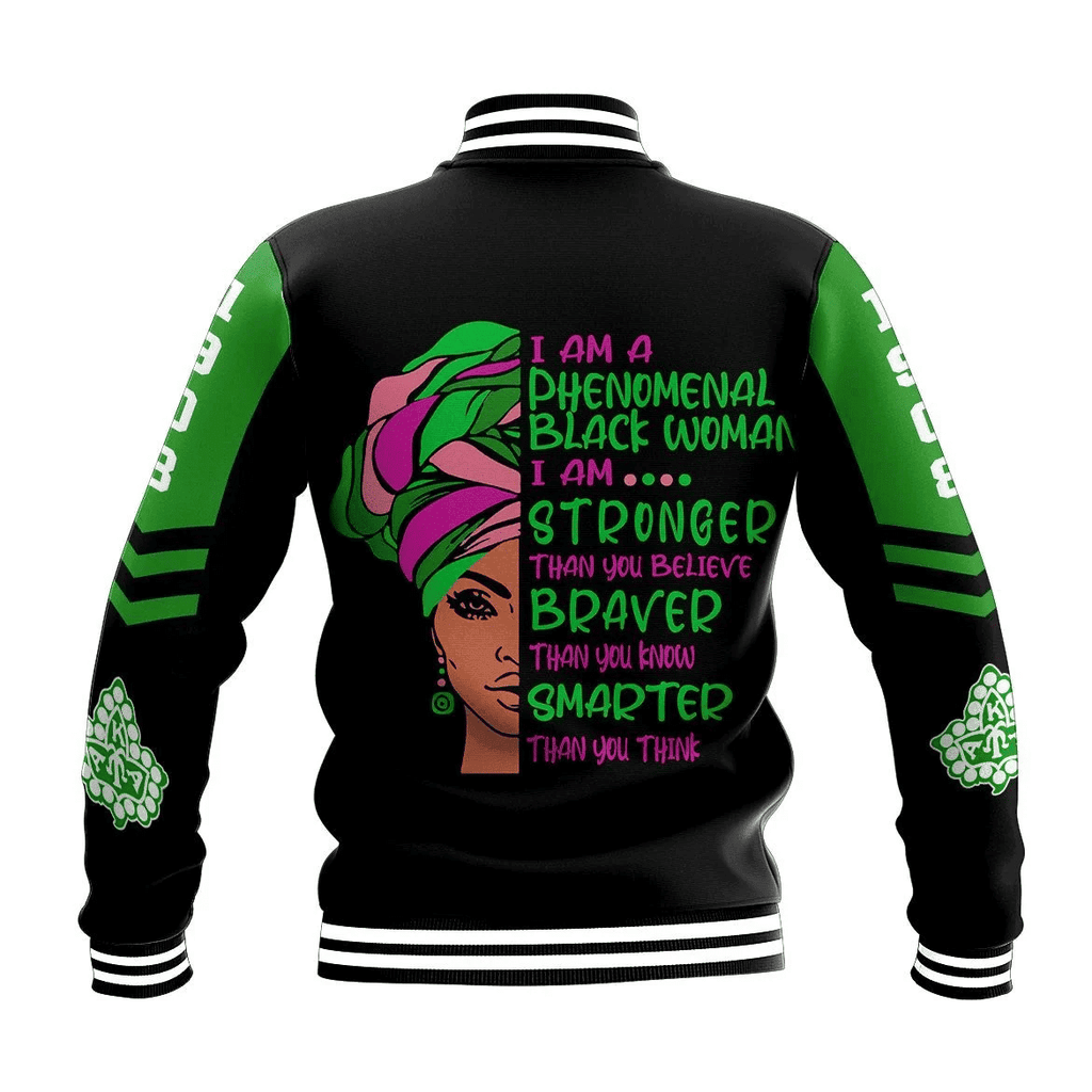Africa Zone Greek Life Clothing - AKA Sorority PHENOMENAL BASEBALL JACKET A31