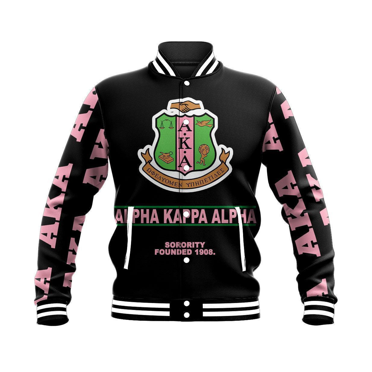 Africa Zone Greek Life Clothing - AKA Sorority - Nick Style Baseball Jacket J5