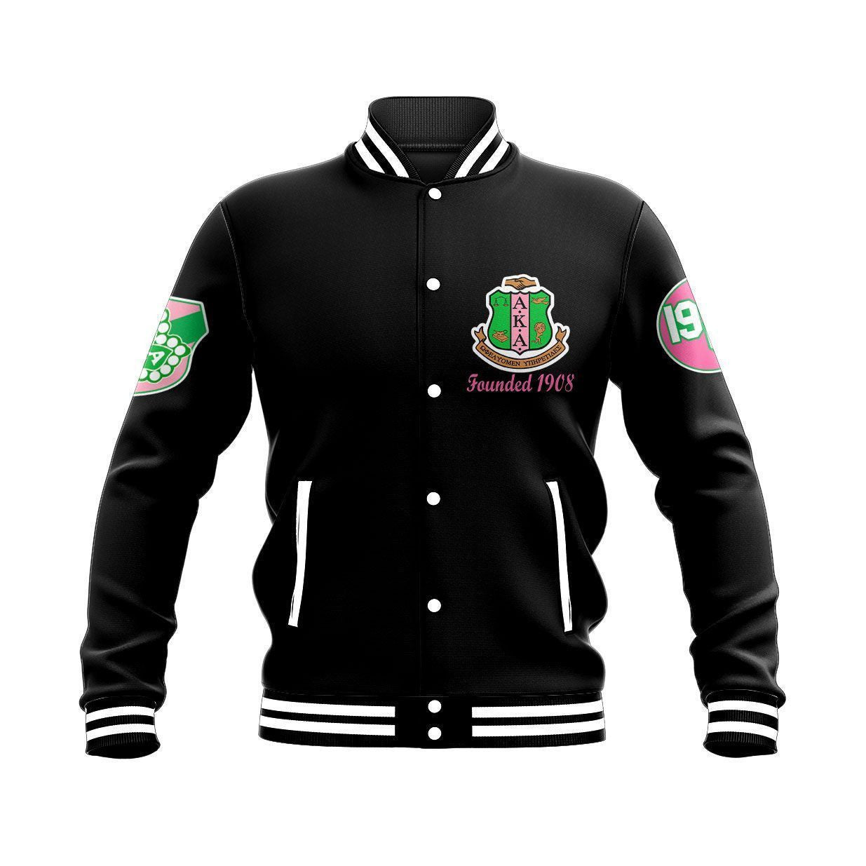 Africa Zone Greek Life Clothing - AKA Sorority - Brian Style Baseball Jacket J5