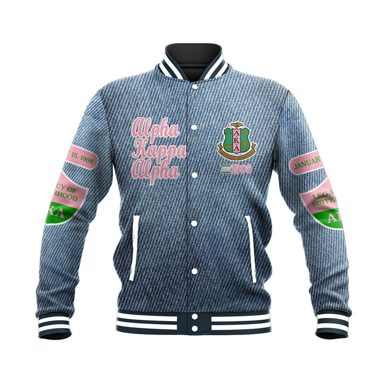 Africa Zone Greek Life Clothing - Jeans AKA Sorority Baseball Jacket J5