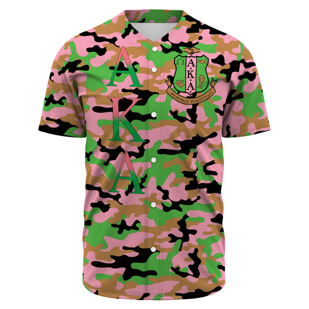 Africa Zone Greek Life Clothing - AKA Sorority Signature Camouflage Baseball Jersey T5