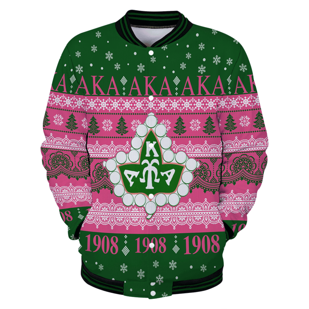 Africa Zone Greek Life Clothing - AKA Sorority Ivy Leaf Christmas Baseball Jackets A31