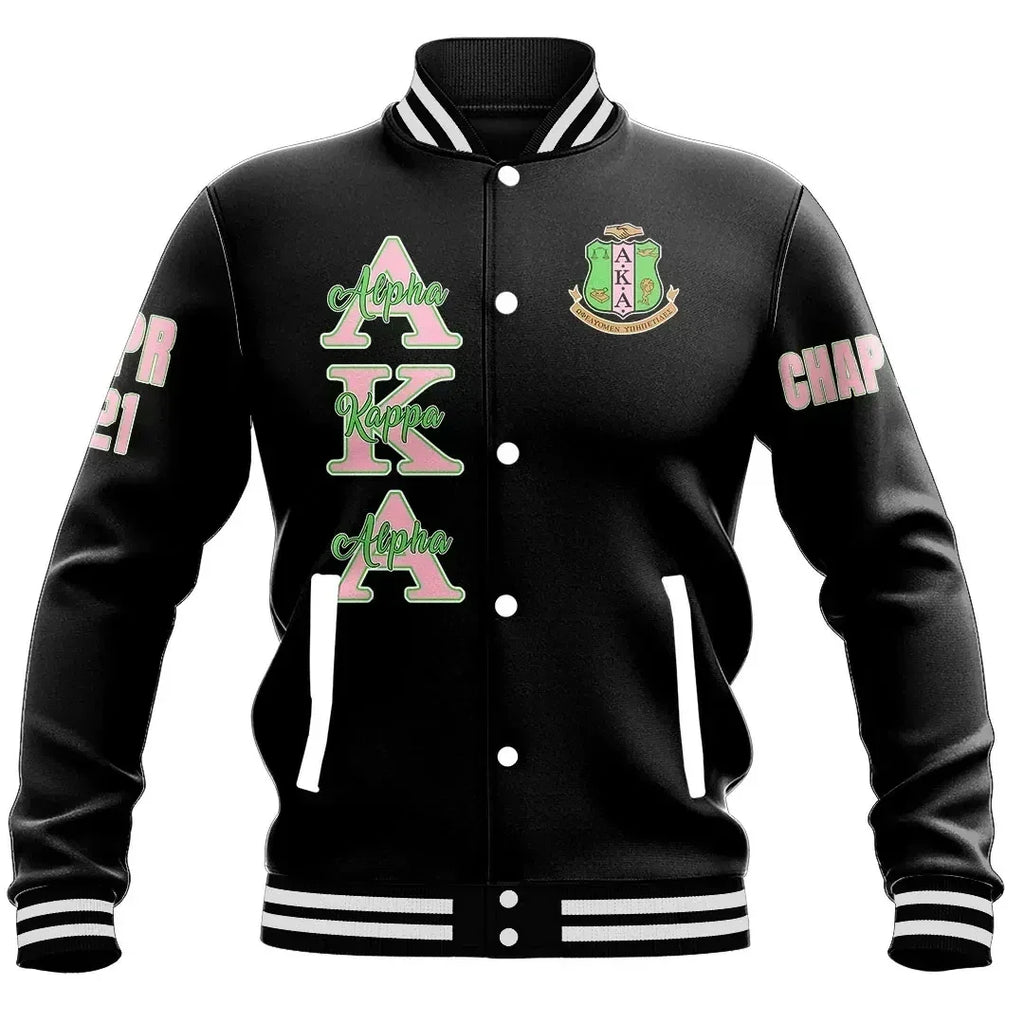 (Custom) Africa Zone Greek Life Clothing - AKA Sorority Baseball Jackets A31