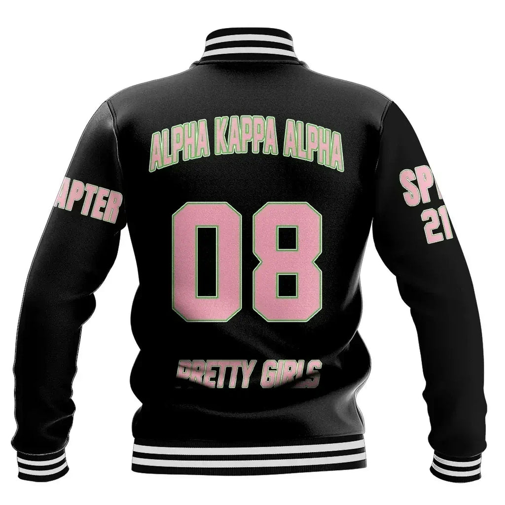 (Custom) Africa Zone Greek Life Clothing - AKA Sorority Baseball Jackets A31