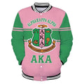 Africa Zone Greek Life Clothing - AKA Sorority Green Line Baseball Jacket J5