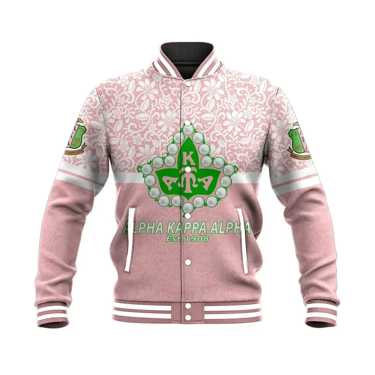 Africa Zone Greek Life Clothing - AKA Sorority Flower Lace Baseball Jacket J5