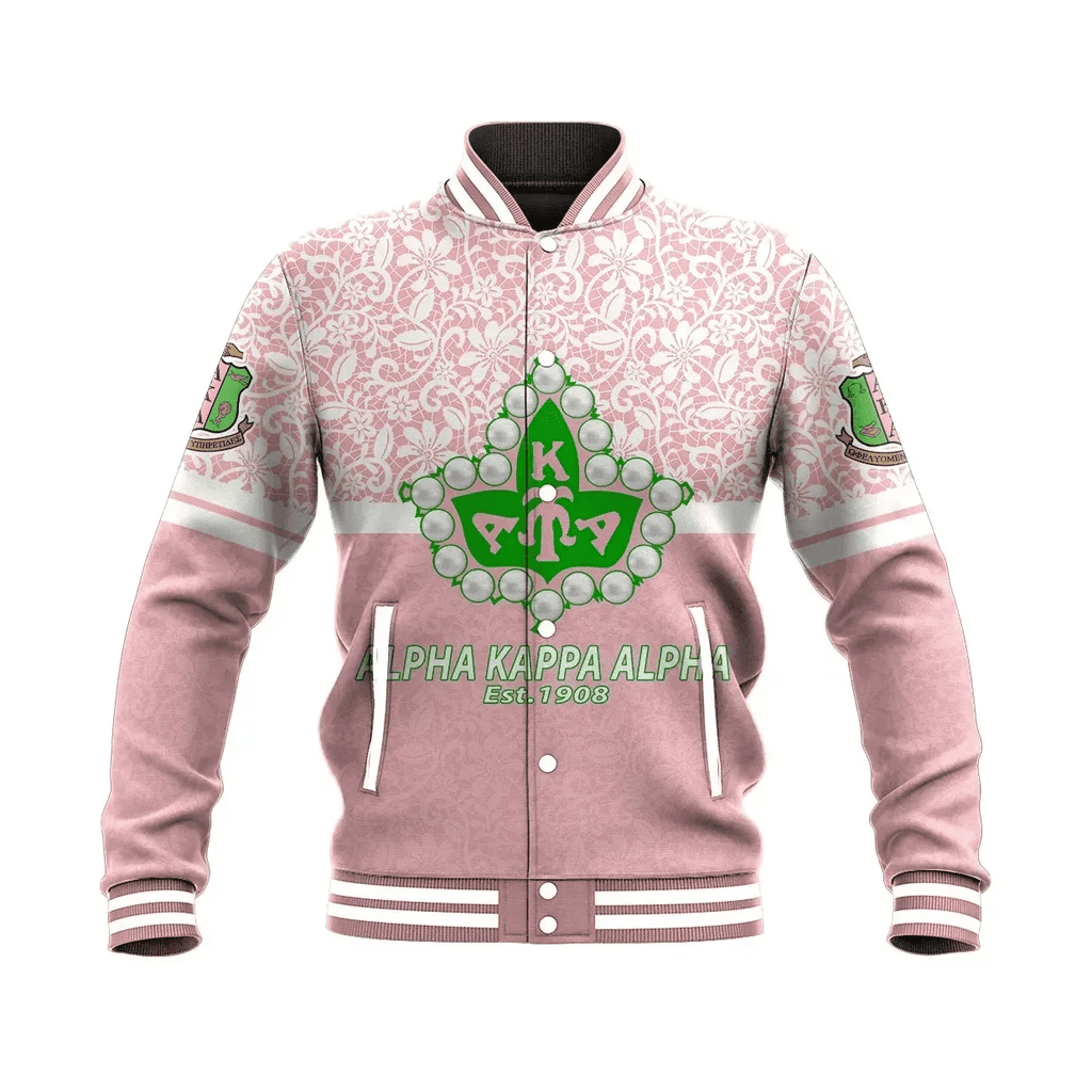 Africa Zone Greek Life Clothing - AKA Sorority Flower Lace Baseball Jacket J5