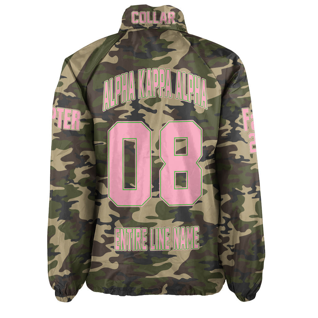 (Custom) Africa Zone Greek Life Clothing - AKA Sorority Camouflage Crossing Jacket A31