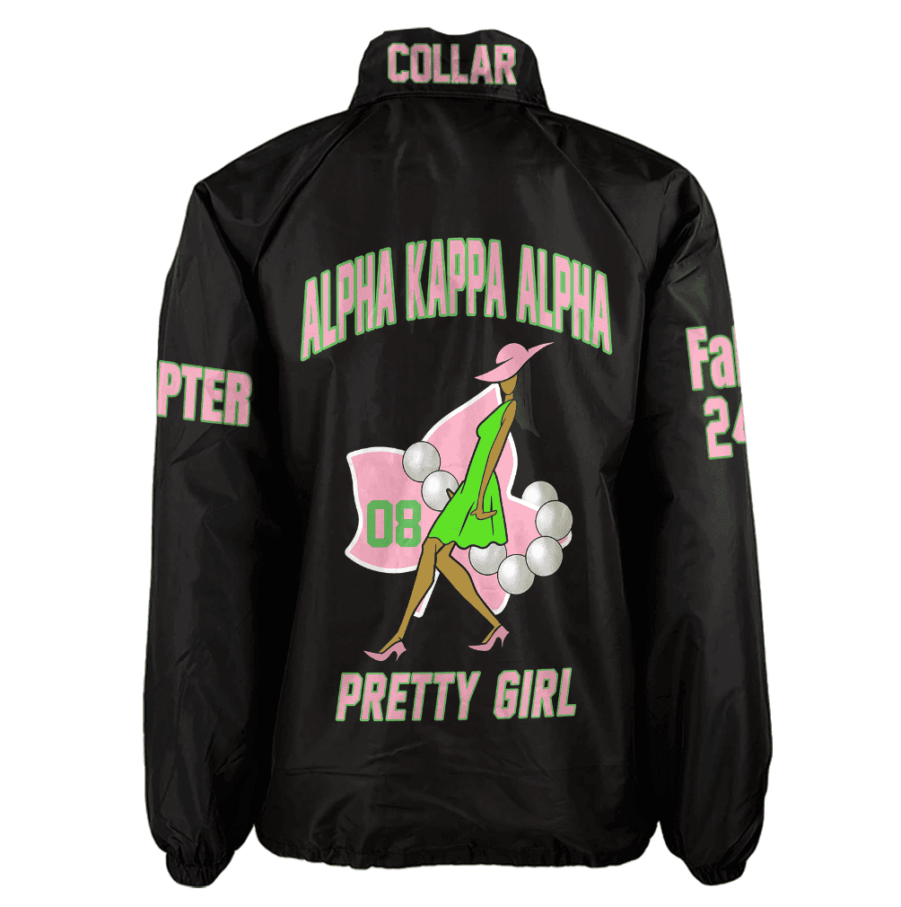 (Custom) Africa Zone Greek Life Clothing - AKA Sorority Pretty Girl Crossing Jacket A31