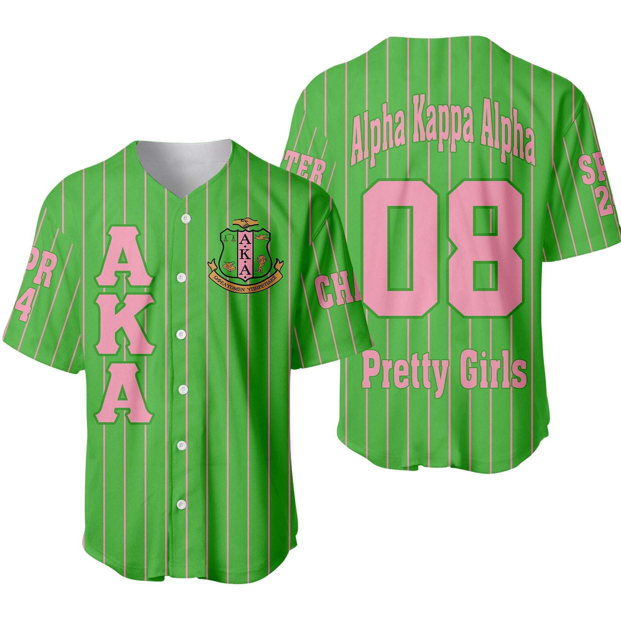 Africa Zone Greek Life Clothing - (Custom) AKA Sorority Pin Striped Baseball Jersey A31