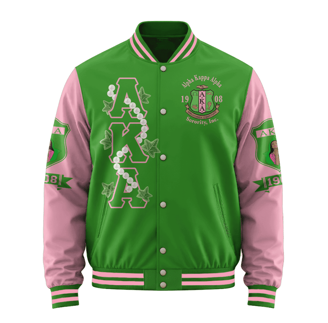 Africa Zone Greek Life Clothing - AKA Sorority Motto Baseball Jackets A31