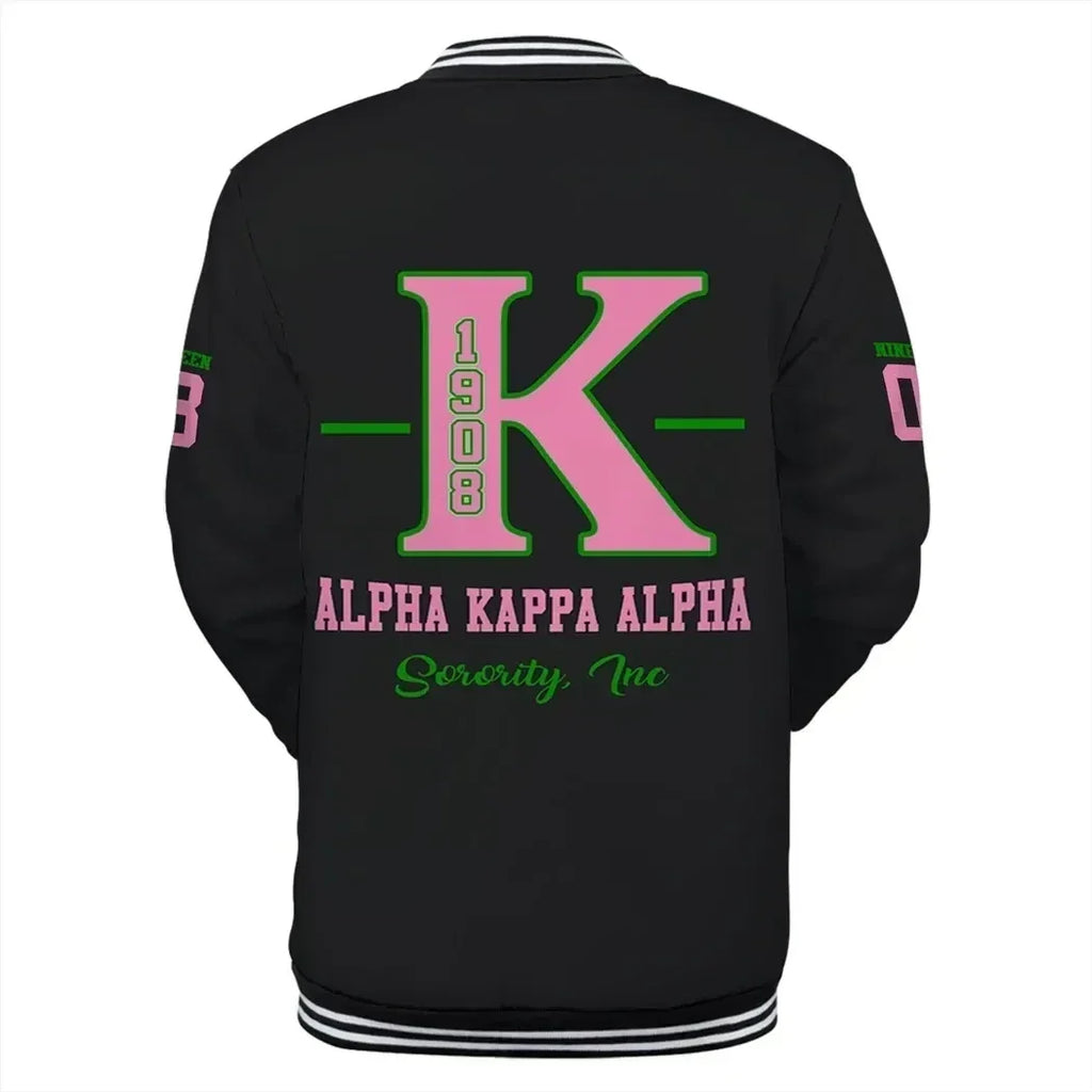 Africa Zone Greek Life Clothing - AKA Sorority Precious Pearls Baseball Jacket J5