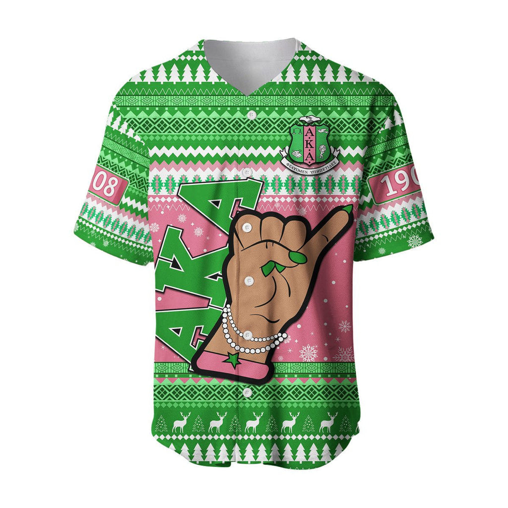 Africa Zone Greek Life Clothing - AKA Sorority Africa Zonen Pattern Christmas Baseball Jerseys A31