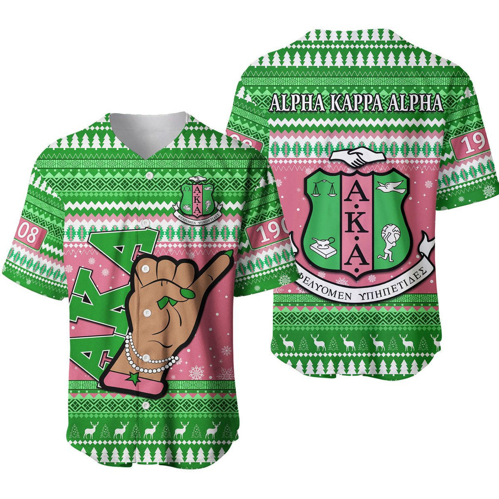 Africa Zone Greek Life Clothing - AKA Sorority Africa Zonen Pattern Christmas Baseball Jerseys A31