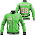 (Custom) Africa Zone Greek Life Clothing - AKA Sorority (Green) Baseball Jackets A31