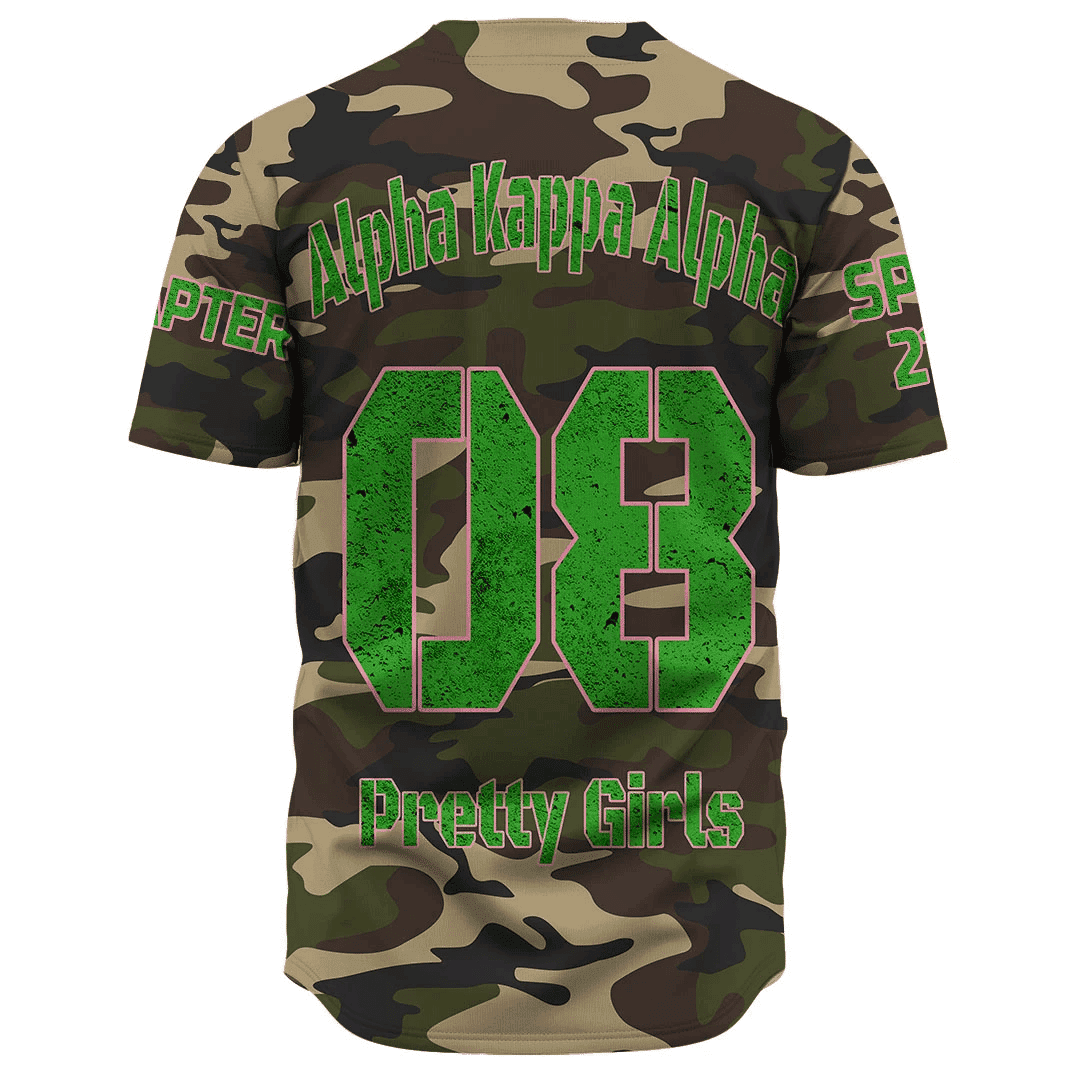 (Custom) Africa Zone Greek Life Clothing - AKA Sorority Camouflage Baseball Jerseys A31