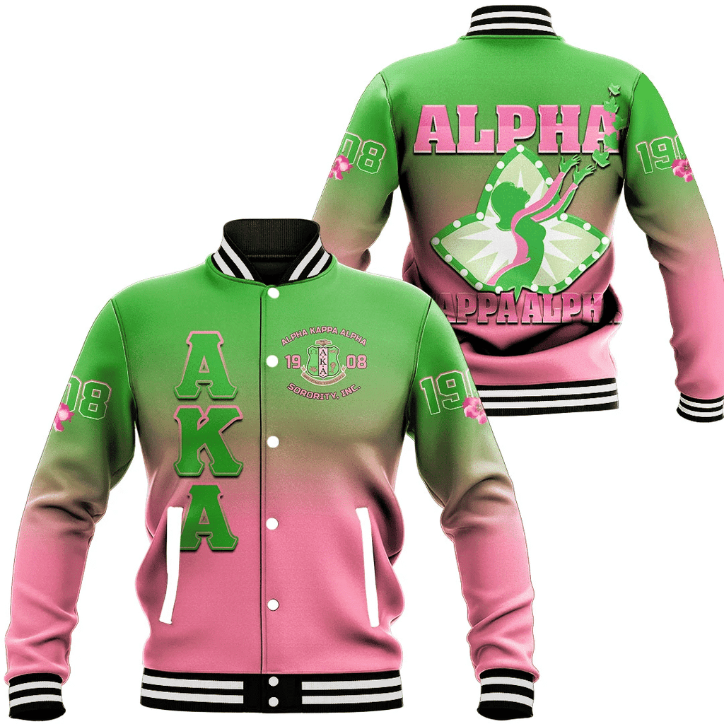 Africa Zone Greek Life Clothing - AKA Sorority Gradient Baseball Jackets A31