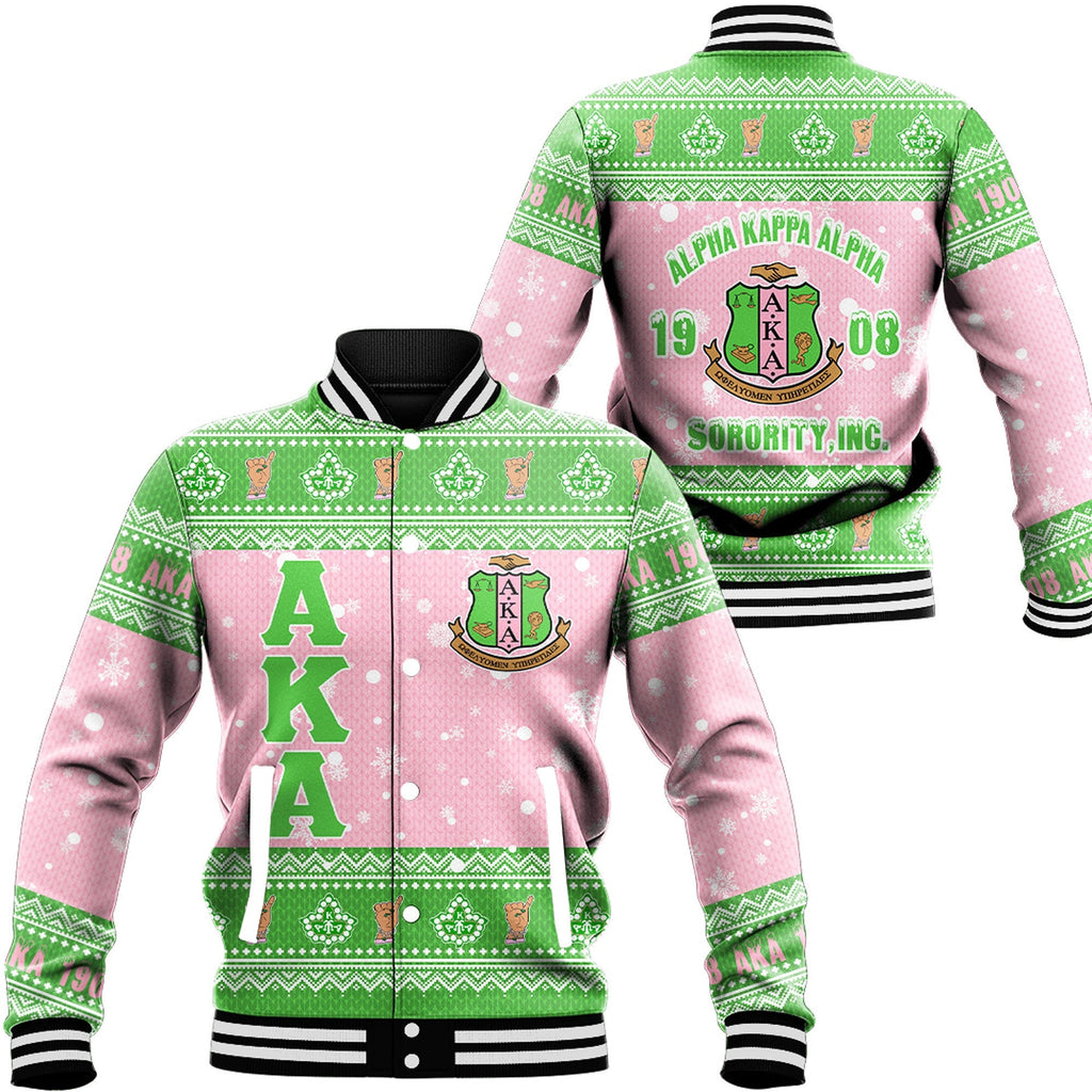 Africa Zone Greek Life Clothing - AKA Sorority Christmas Baseball Jackets A31
