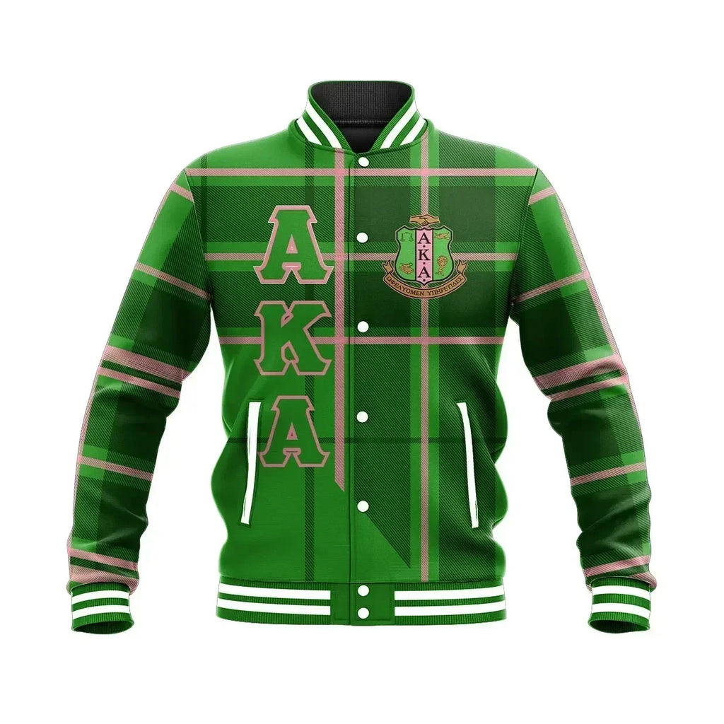 Africa Zone Greek Life Clothing - AKA Sorority Burberr Style Baseball Jacket J5N