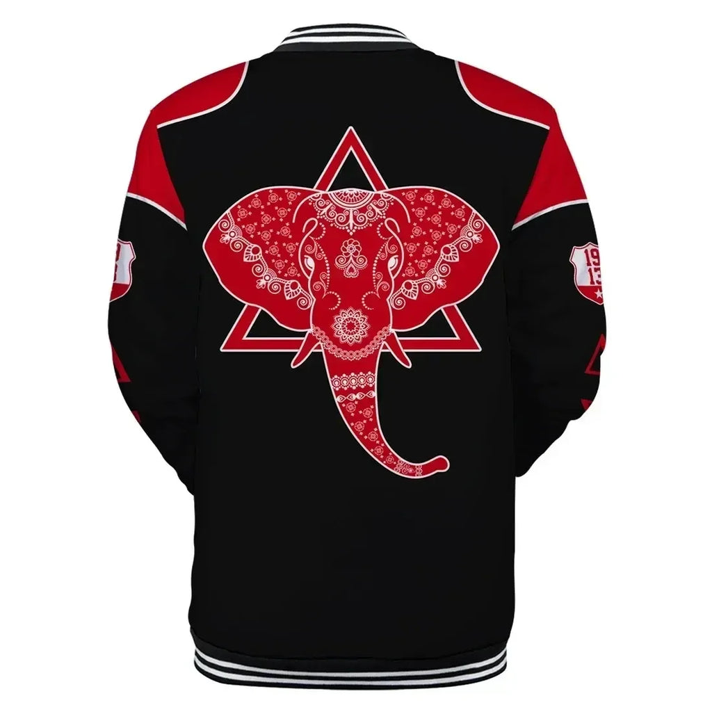 Africa Zone Greek Life Clothing - Delta Sigma Theta Sorority Elephant Delta Baseball Jacket J5
