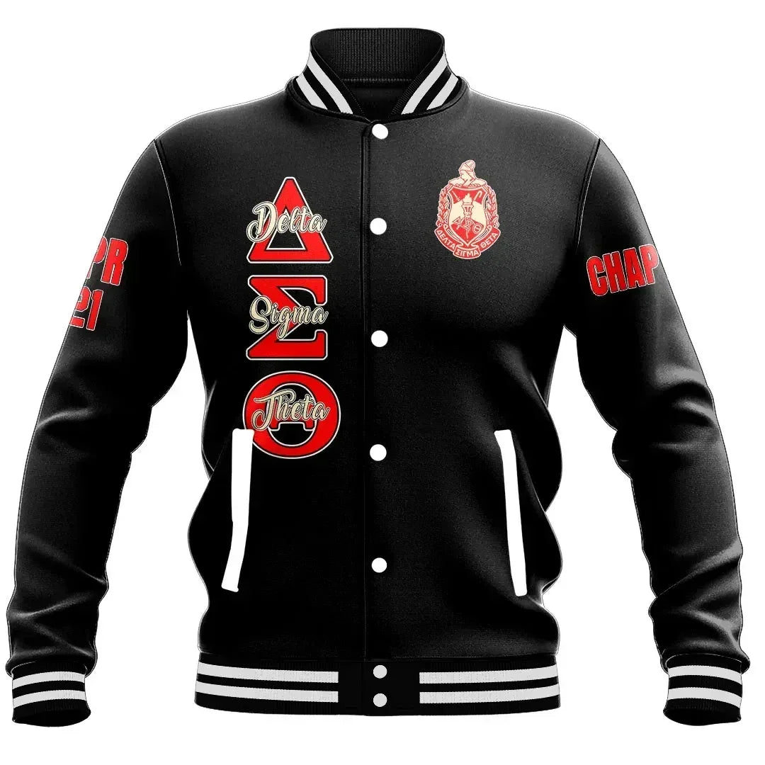 (Custom) Africa Zone Greek Life Clothing - Delta Sigma Theta Sorority Baseball Jackets A31