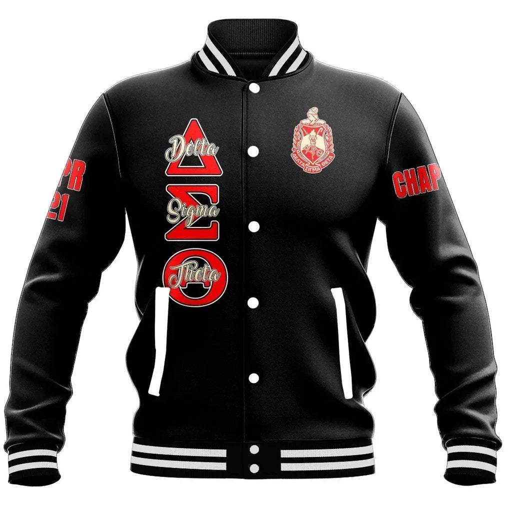 (Custom) Africa Zone Greek Life Clothing - Delta Sigma Theta Sorority Baseball Jackets A31