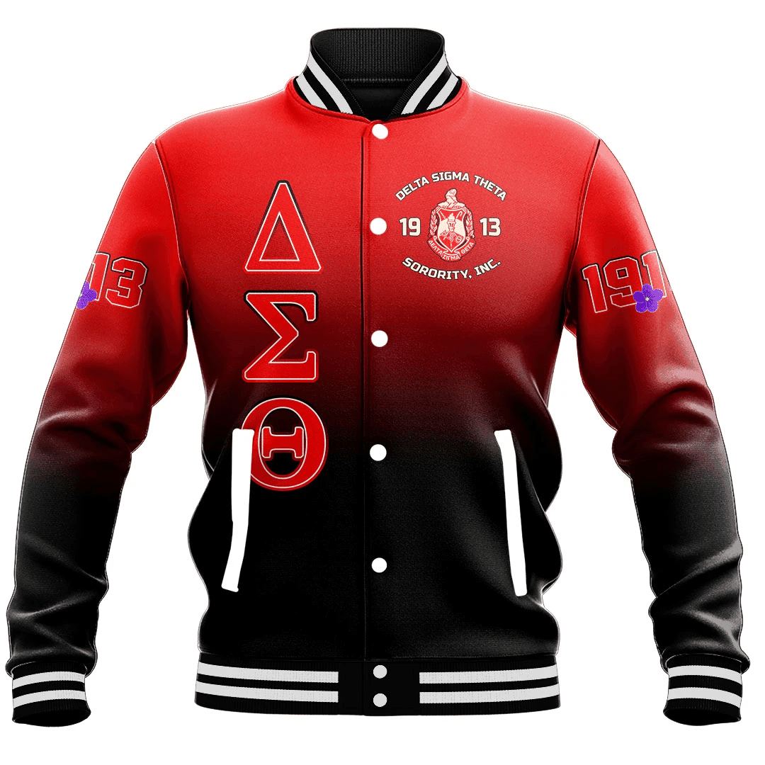 Africa Zone Greek Life Clothing - Delta Sigma Theta Sorority Gradient Baseball Jackets A31