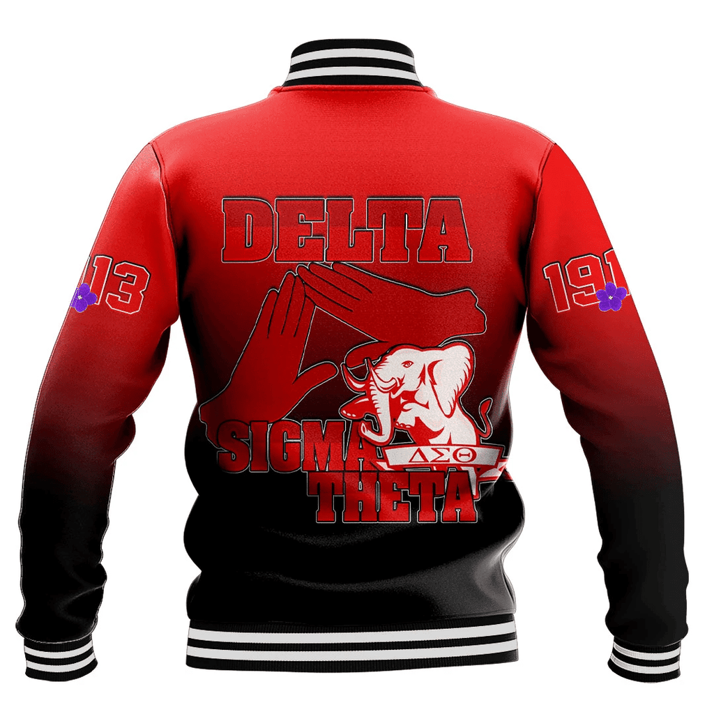 Africa Zone Greek Life Clothing - Delta Sigma Theta Sorority Gradient Baseball Jackets A31