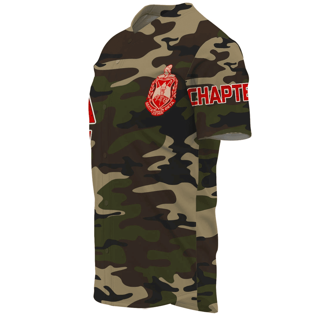 (Custom) Africa Zone Greek Life Clothing - Delta Sigma Theta Sorority Camouflage Baseball Jerseys A31
