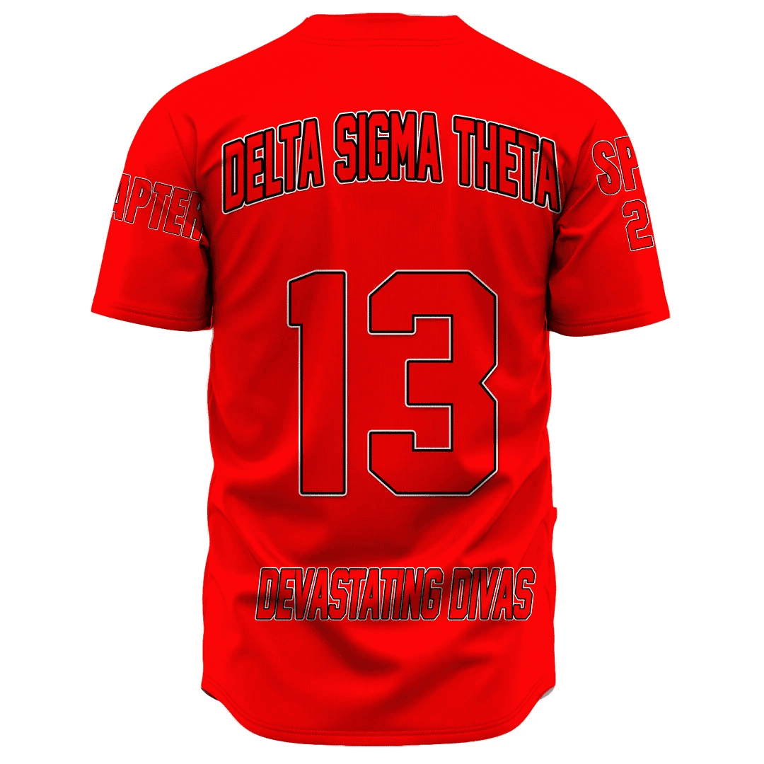 (Custom) Africa Zone Greek Life Clothing - Delta Sigma Theta Sorority (Red) Baseball Jerseys A31