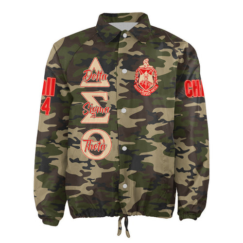 (Custom) Africa Zone Greek Life Clothing - Delta Sigma Theta Sorority Camouflage Crossing Jacket A31