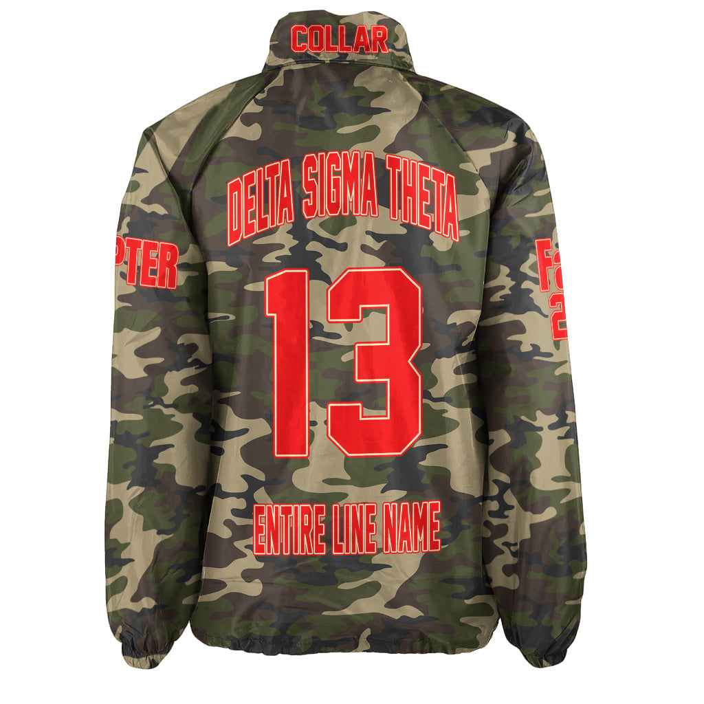 (Custom) Africa Zone Greek Life Clothing - Delta Sigma Theta Sorority Camouflage Crossing Jacket A31