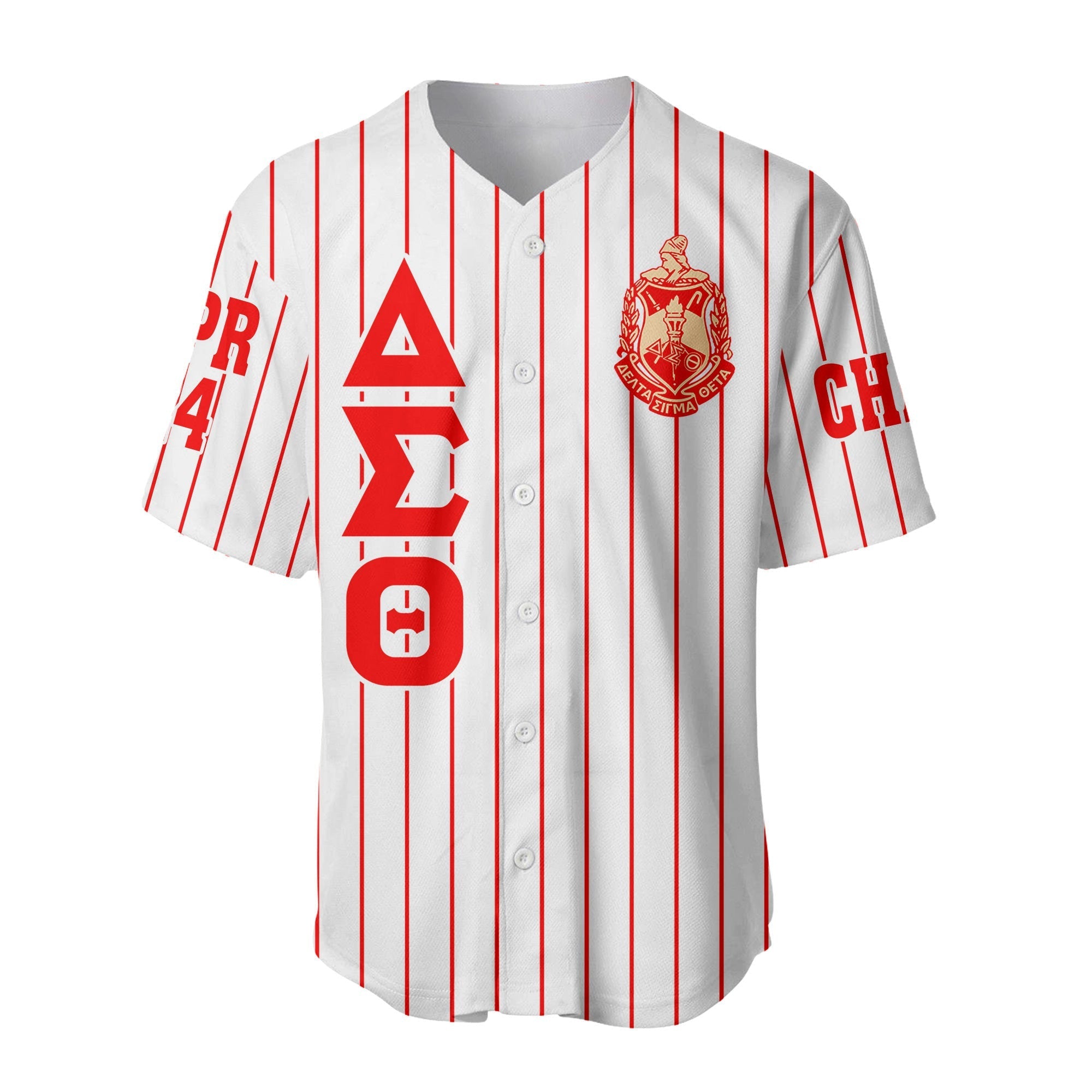 Africa Zone Greek Life Clothing - (Custom) Delta Sigma Theta Sorority Pin Striped Baseball Jersey A31