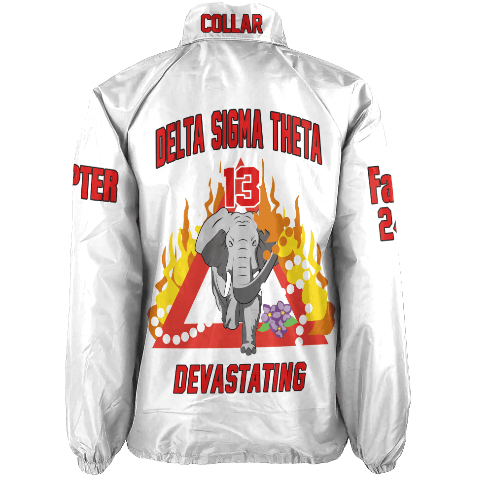 (Custom) Africa Zone Greek Life Clothing - Delta Sigma Theta Sorority Elephant Pyramid Crossing Jacket A31
