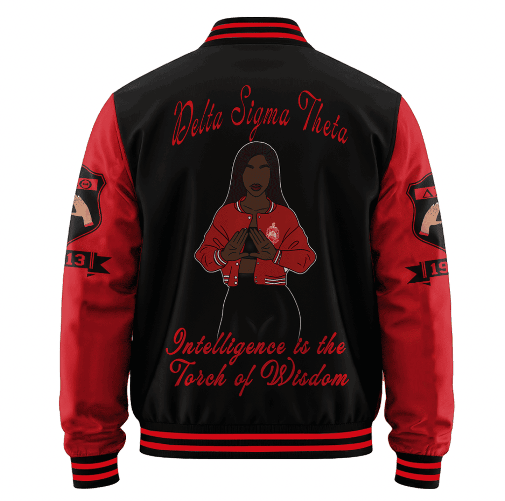 Africa Zone Greek Life Clothing - Delta Sigma Theta Sorority Motto Baseball Jackets A31