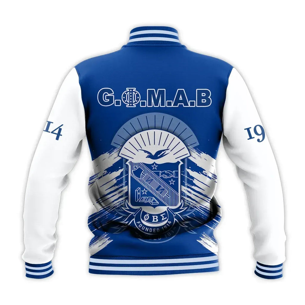Africa Zone Jacket - Personalised Phi Beta Sigma Blue Gomab Baseball Jacket J5