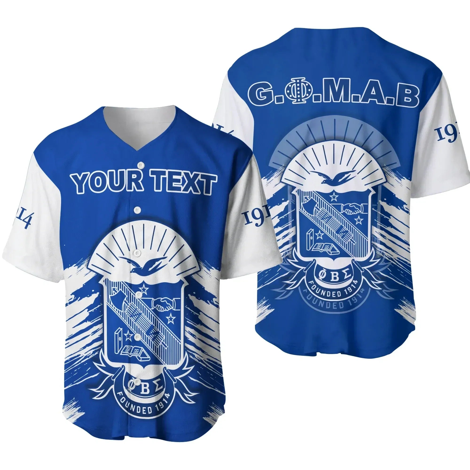 Personalised Phi Beta Sigma Blue GOMAB Baseball Jersey