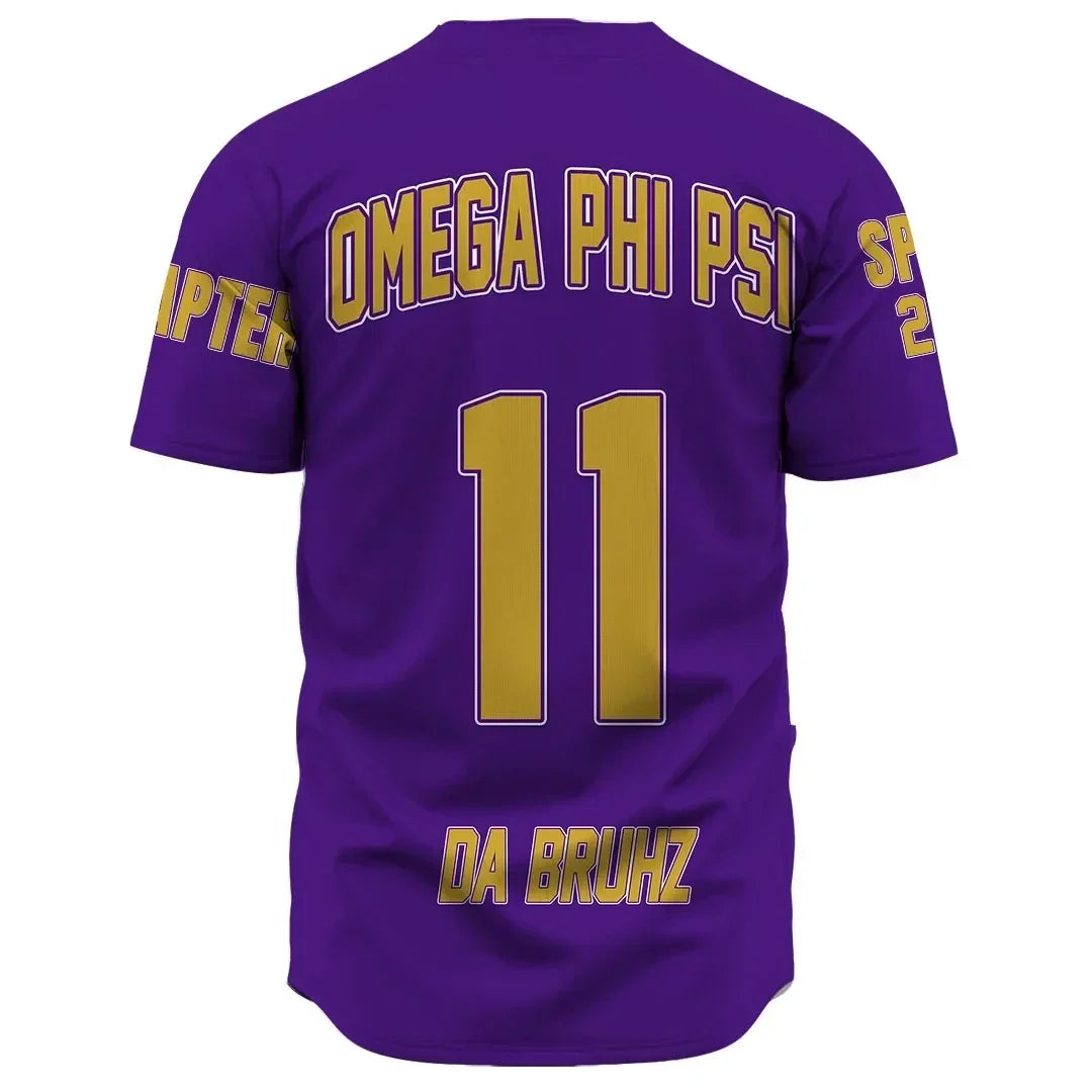 (Custom) Africazone Baseball Jersey - Omega Psi Phi (Purple) A31 | Africazone.store