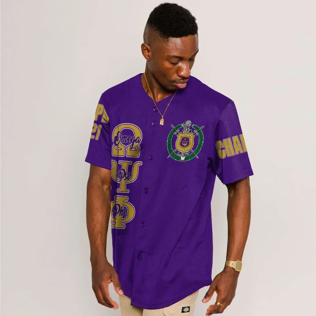 (Custom) Africazone Baseball Jersey - Omega Psi Phi (Purple) A31 | Africazone.store