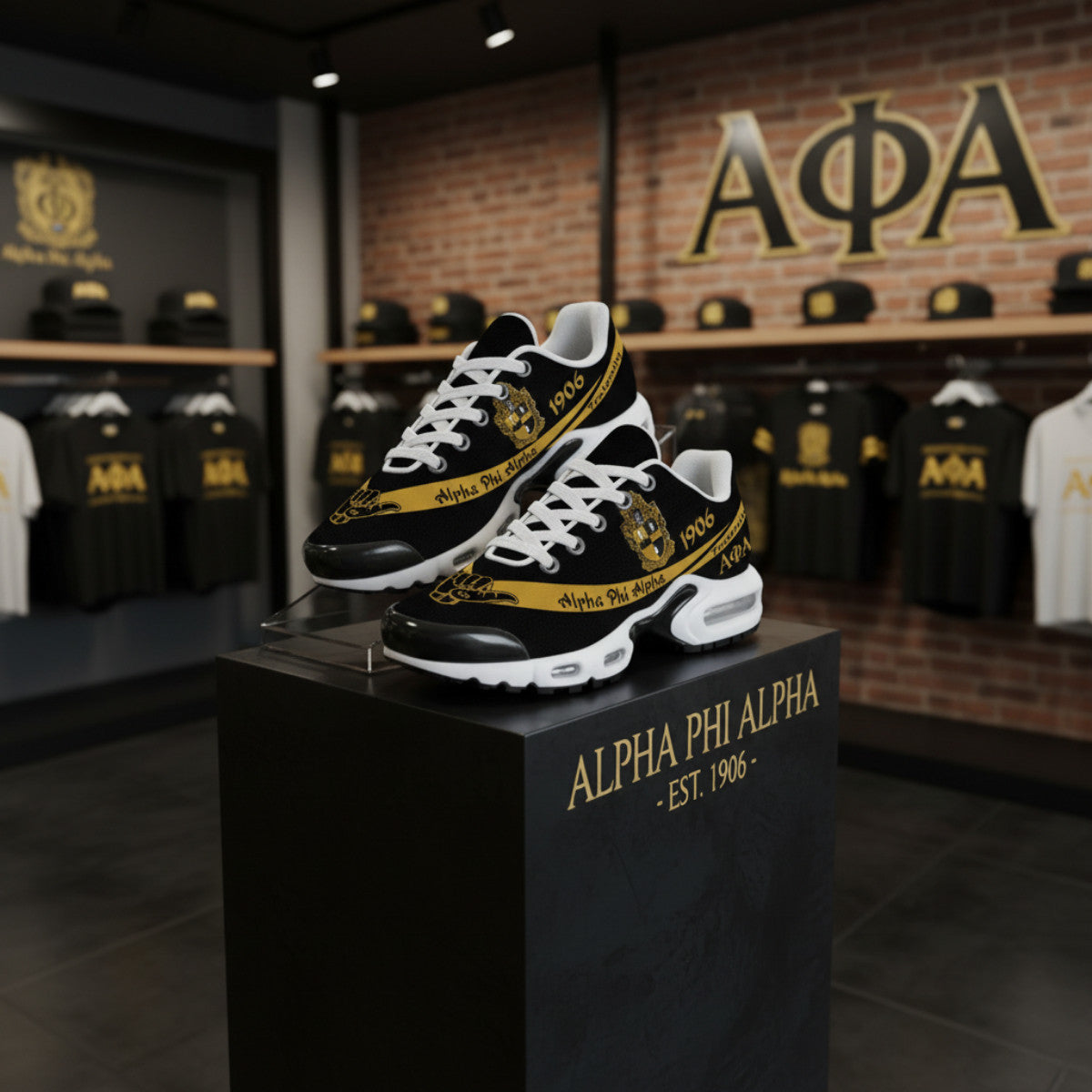 Alphas 1906 Brotherhood Black & Gold Cushion Sport Shoes - Legacy in Every Step