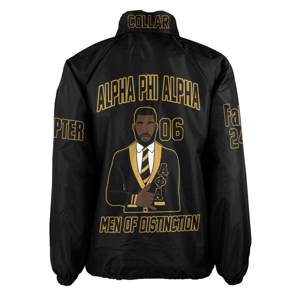 (Personalized) Alphas 1906 Black & Gold Crossing Line Jacket - Men of Distinction